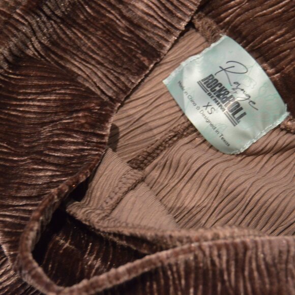 Crushed Velvet Textured Velour Stretch Flare Pants~muted berry~XS~NWOT - Picture 5 of 6